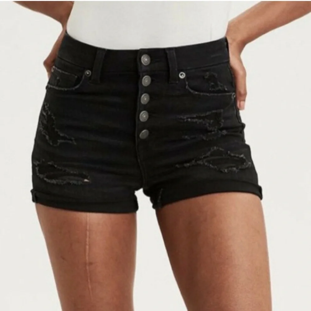 American Eagle Super High Rise Stretch Denim Shorts size 8 - Picture 7 of 7